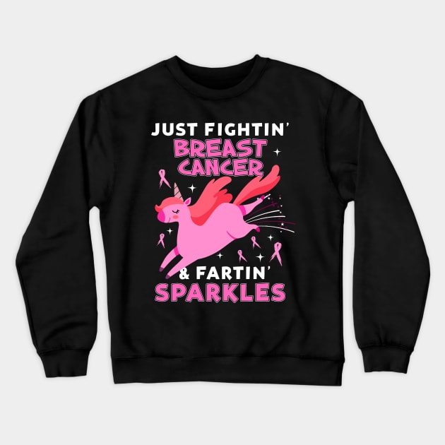 breast cancer funny unicorn farting sparkles Crewneck Sweatshirt by TeesCircle